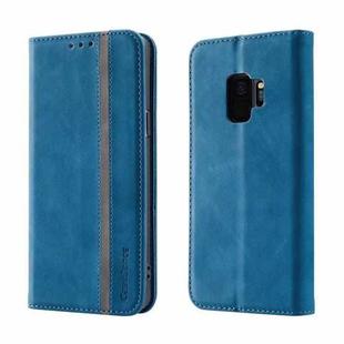 For Samsung Galaxy S9 Splicing Skin Feel Magnetic Leather Phone Case(Blue)