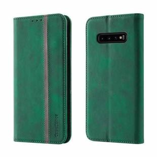 For Samsung Galaxy S10+ Splicing Skin Feel Magnetic Leather Phone Case(Green)