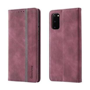 For Samsung Galaxy S20 Splicing Skin Feel Magnetic Leather Phone Case(Wine Red)