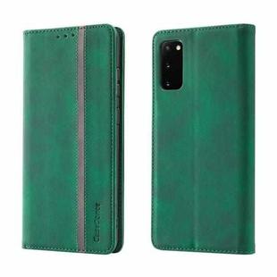 For Samsung Galaxy S20 Splicing Skin Feel Magnetic Leather Phone Case(Green)
