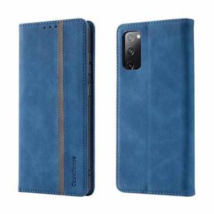 For Samsung Galaxy S20 FE Splicing Skin Feel Magnetic Leather Phone Case(Blue)