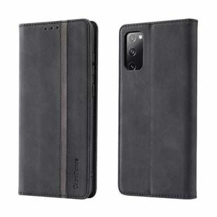 For Samsung Galaxy S20 FE Splicing Skin Feel Magnetic Leather Phone Case(Black)