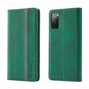 For Samsung Galaxy S20 FE Splicing Skin Feel Magnetic Leather Phone Case(Green)