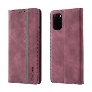 For Samsung Galaxy S20+ Splicing Skin Feel Magnetic Leather Phone Case(Wine Red)