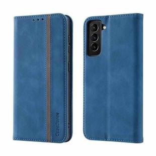For Samsung Galaxy S21 5G Splicing Skin Feel Magnetic Leather Phone Case(Blue)