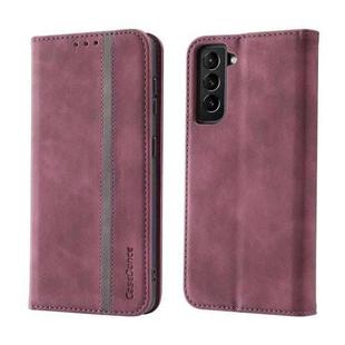 For Samsung Galaxy S21 5G Splicing Skin Feel Magnetic Leather Phone Case(Wine Red)