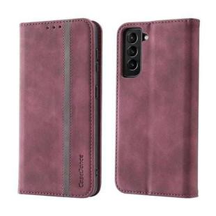 For Samsung Galaxy S21+ 5G Splicing Skin Feel Magnetic Leather Phone Case(Wine Red)