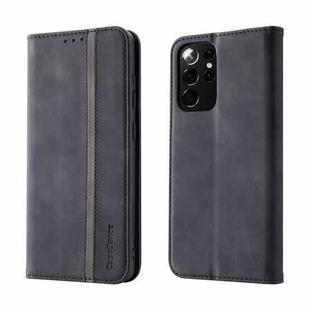 For Samsung Galaxy S21 Ultra 5G Splicing Skin Feel Magnetic Leather Phone Case(Black)