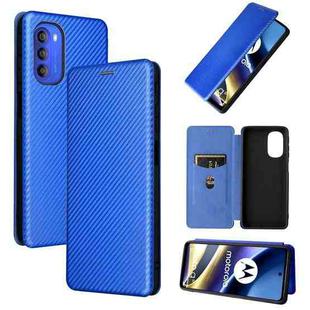 For Motorola Moto G51 5G Carbon Fiber Texture Flip Leather Phone Case(Blue)