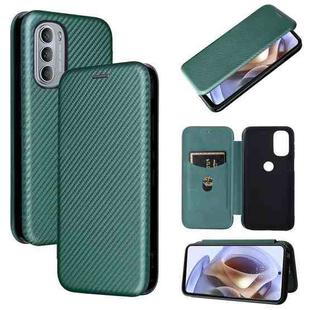 For Motorola Moto G31 / G41 Carbon Fiber Texture Flip Leather Phone Case(Green)