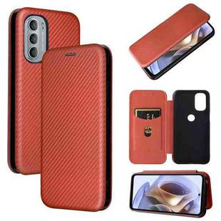 For Motorola Moto G31 / G41 Carbon Fiber Texture Flip Leather Phone Case(Brown)