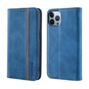For iPhone 13 Pro Max Splicing Skin Feel Magnetic Leather Phone Case (Blue)