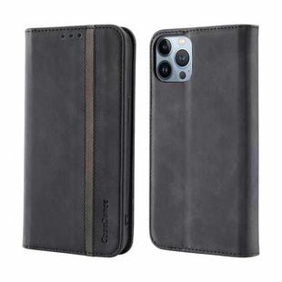 For iPhone 13 Pro Max Splicing Skin Feel Magnetic Leather Phone Case (Black)