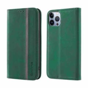 For iPhone 13 Pro Max Splicing Skin Feel Magnetic Leather Phone Case (Green)