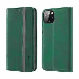 For iPhone 13 Splicing Skin Feel Magnetic Leather Phone Case(Green)