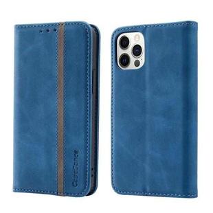Splicing Skin Feel Magnetic Leather Phone Case For iPhone 12 Pro Max(Blue)