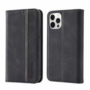 Splicing Skin Feel Magnetic Leather Phone Case For iPhone 12 / 12 Pro(Black)