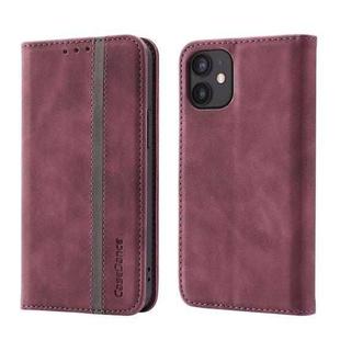 For iPhone 11 Splicing Skin Feel Magnetic Leather Phone Case (Wine Red)