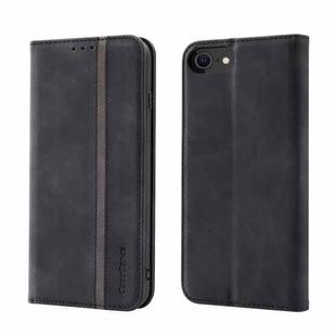 For iPhone SE 2022 / SE 2020 / 8 / 7 Splicing Skin Feel Magnetic Leather Phone Case(Black)