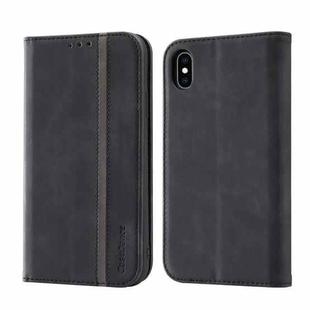 Splicing Skin Feel Magnetic Leather Phone Case For iPhone XS Max(Black)