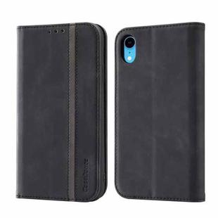 Splicing Skin Feel Magnetic Leather Phone Case For iPhone XR(Black)