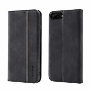 Splicing Skin Feel Magnetic Leather Phone Case For iPhone 8 Plus / 7 Plus(Black)