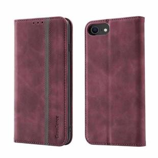 Splicing Skin Feel Magnetic Leather Phone Case For iPhone 6s Plus / 6 Plus(Wine Red)