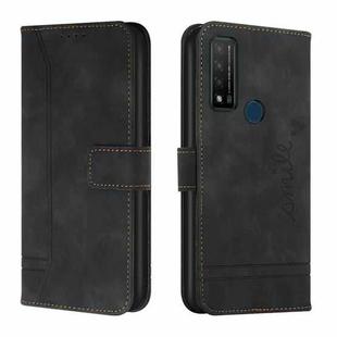 For TCL 20 R 5G Retro Skin Feel Horizontal Flip Soft TPU + PU Leather Phone Case(Black)