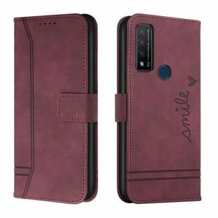 For TCL 20 R 5G Retro Skin Feel Horizontal Flip Soft TPU + PU Leather Phone Case(Wine Red)