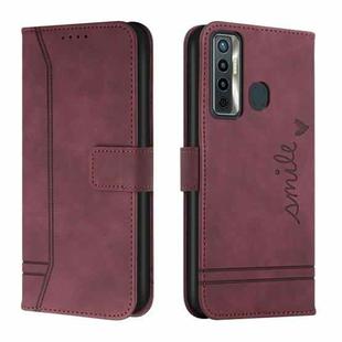 For Tecno Camon 17 Retro Skin Feel Horizontal Flip Soft TPU + PU Leather Phone Case(Wine Red)
