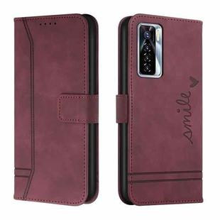 For Tecno Camon 17 Pro Retro Skin Feel Horizontal Flip Soft TPU + PU Leather Phone Case(Wine Red)