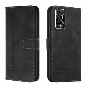 For Tecno Pova 2 Retro Skin Feel Horizontal Flip Soft TPU + PU Leather Phone Case(Black)