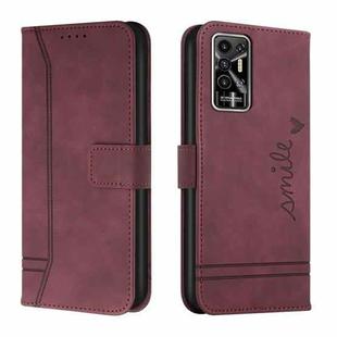 For Tecno Pova 2 Retro Skin Feel Horizontal Flip Soft TPU + PU Leather Phone Case(Wine Red)