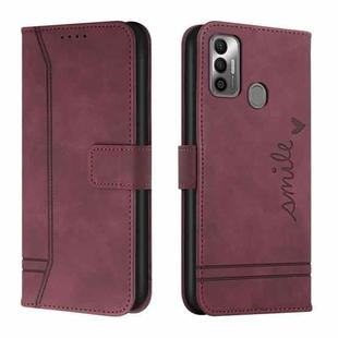 For Tecno Spark 7 Retro Skin Feel Horizontal Flip Soft TPU + PU Leather Phone Case(Wine Red)