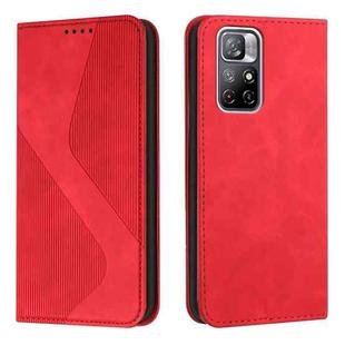 For Xiaomi Redmi Note 11 Skin Feel Magnetic S-type Solid Color Leather Phone Case(Red)