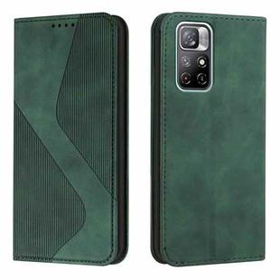 For Xiaomi Redmi Note 11 Skin Feel Magnetic S-type Solid Color Leather Phone Case(Green)