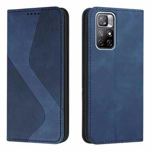 For Xiaomi Redmi Note 11 Skin Feel Magnetic S-type Solid Color Leather Phone Case(Blue)