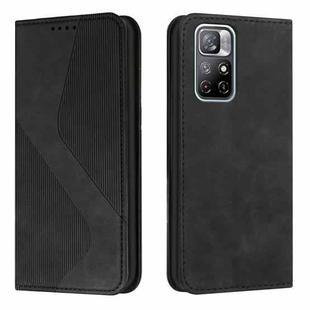 For Xiaomi Redmi Note 11 Skin Feel Magnetic S-type Solid Color Leather Phone Case(Black)