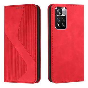 For Xiaomi Redmi Note 11 Pro Skin Feel Magnetic S-type Solid Color Leather Phone Case(Red)