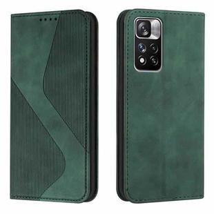 For Xiaomi Redmi Note 11 Pro Skin Feel Magnetic S-type Solid Color Leather Phone Case(Green)