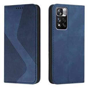 For Xiaomi Redmi Note 11 Pro Skin Feel Magnetic S-type Solid Color Leather Phone Case(Blue)