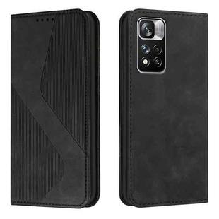 For Xiaomi Redmi Note 11 Pro Skin Feel Magnetic S-type Solid Color Leather Phone Case(Black)
