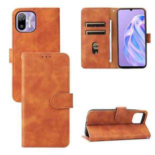 For Ulefone Note 6 Skin Feel Magnetic Flip Leather Phone Case(Brown)