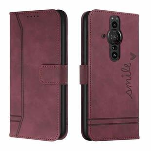 For Sony Xperia Pro-I Retro Skin Feel Horizontal Flip Soft TPU + PU Leather Phone Case(Wine Red)