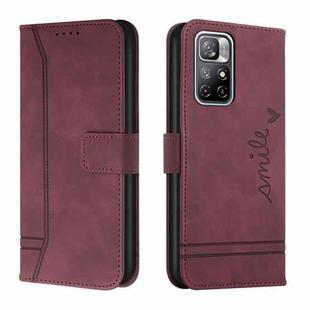 For Xiaomi Redmi Note 11 Retro Skin Feel Horizontal Flip Soft TPU + PU Leather Phone Case(Wine Red)