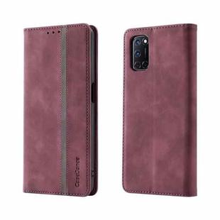 For OPPO A52 / A72 / A92 Splicing Skin Feel Magnetic Leather Phone Case(Wine Red)