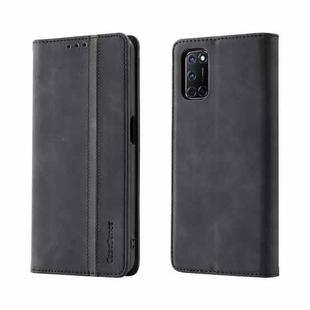 For OPPO A52 / A72 / A92 Splicing Skin Feel Magnetic Leather Phone Case(Black)