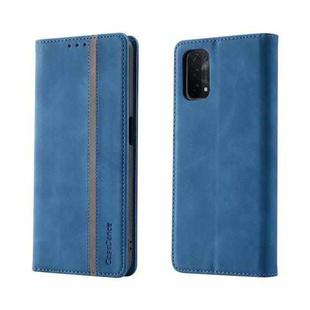 For OPPO A54 / A74 5G Splicing Skin Feel Magnetic Leather Phone Case(Blue)