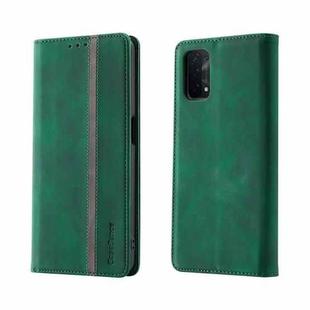 For OPPO A54 / A74 5G Splicing Skin Feel Magnetic Leather Phone Case(Green)