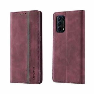 For OPPO Find X3 Lite Splicing Skin Feel Magnetic Leather Phone Case(Wine Red)